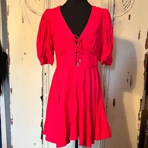 House of Harlow 1960 Hot Pink Lace-Up Mini Dress